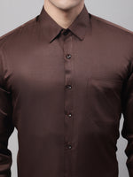 Thumbnail for Jainish Men's Coffee Dobby Textured Formal Shirt - Distacart