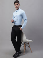 Thumbnail for Jainish Men's Light-Blue Dobby Textured Formal Shirt - Distacart