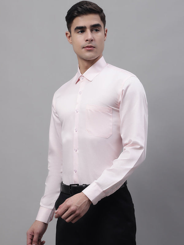 Jainish Men's Pink Dobby Textured Formal Shirt - Distacart