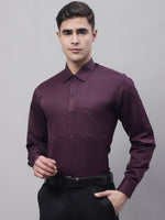 Thumbnail for Jainish Men's Purple-Wine Dobby Textured Formal Shirt - Distacart