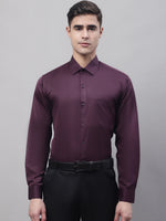 Thumbnail for Jainish Men's Purple-Wine Dobby Textured Formal Shirt - Distacart