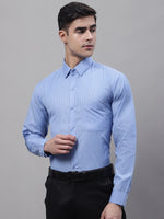 Thumbnail for Jainish Men's Blue Vertical Striped Formal Shirt - Distacart
