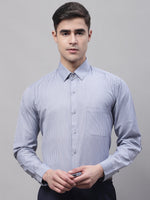 Thumbnail for Jainish Men's Grey Vertical Striped Formal Shirt - Distacart