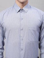 Thumbnail for Jainish Men's Grey Vertical Striped Formal Shirt - Distacart