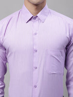 Thumbnail for Jainish Men's Purple Vertical Striped Formal Shirt - Distacart