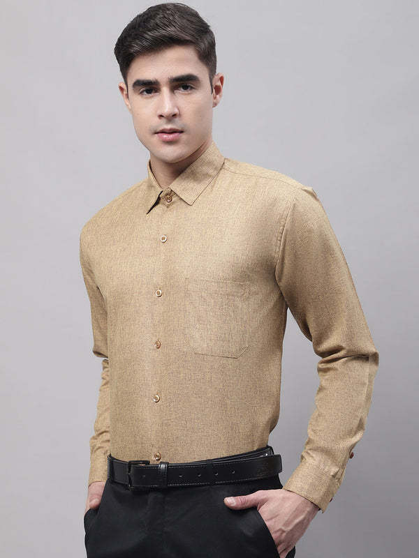 Jainish Men's Brown Cotton Solid Formal Shirt - Distacart