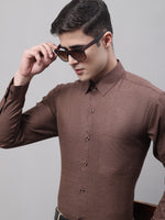 Thumbnail for Jainish Men's Coffee Brown Cotton Solid Formal Shirt - Distacart