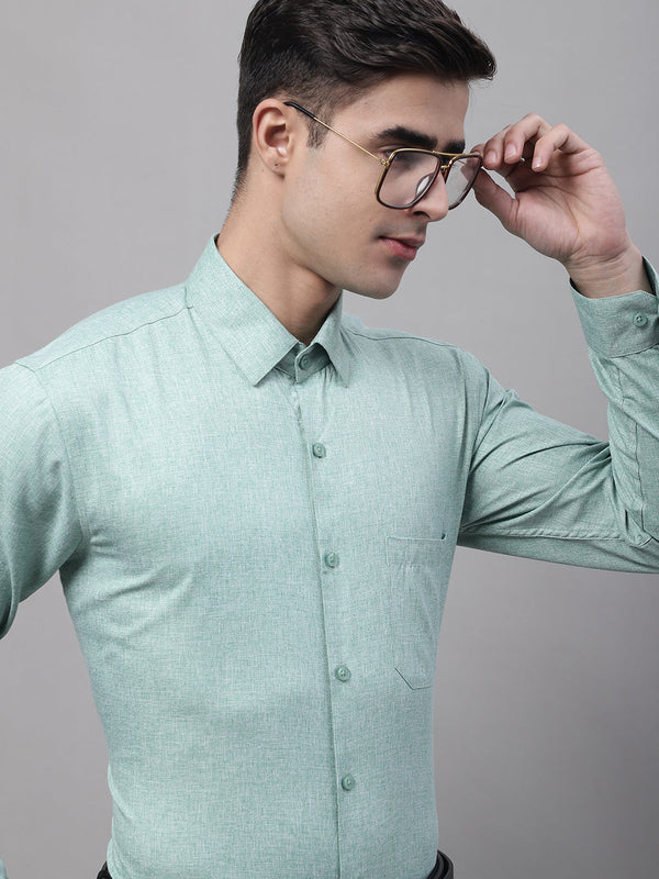 Jainish Men's Green Cotton Solid Formal Shirt - Distacart