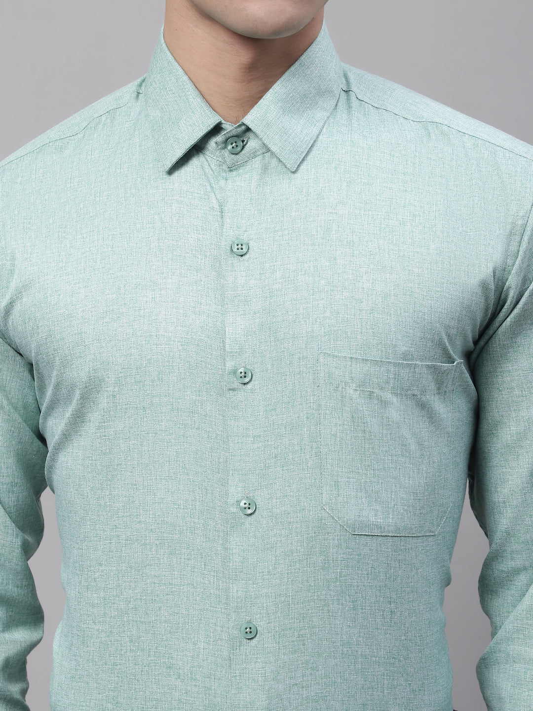 Jainish Men's Green Cotton Solid Formal Shirt - Distacart