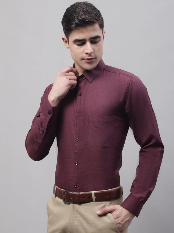 Jainish Men's Maroon Cotton Solid Formal Shirt - Distacart