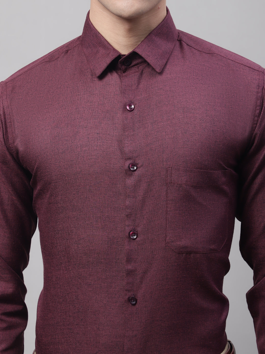 Jainish Men's Maroon Cotton Solid Formal Shirt - Distacart