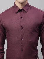 Thumbnail for Jainish Men's Maroon Cotton Solid Formal Shirt - Distacart