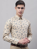 Thumbnail for Jainish Men's Beige Regular Fit Printed Pure Cotton Formal Shirt - Distacart