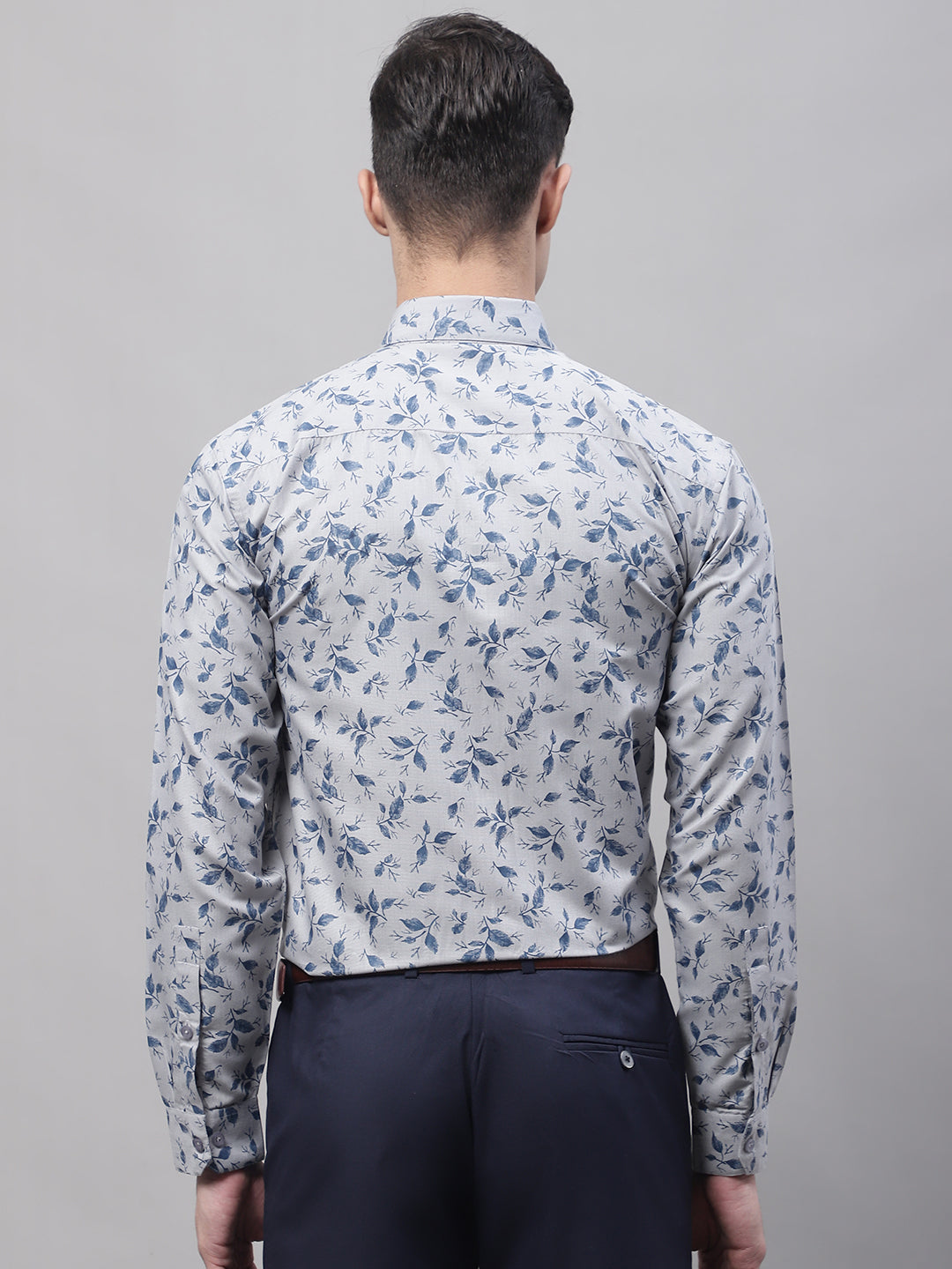 Jainish Men's Grey Regular Fit Printed Pure Cotton Formal Shirt - Distacart