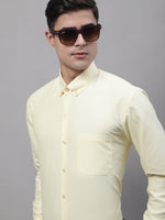 Thumbnail for Jainish Men's Lemon Cotton Solid Formal Shirt - Distacart