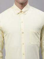 Thumbnail for Jainish Men's Lemon Cotton Solid Formal Shirt - Distacart