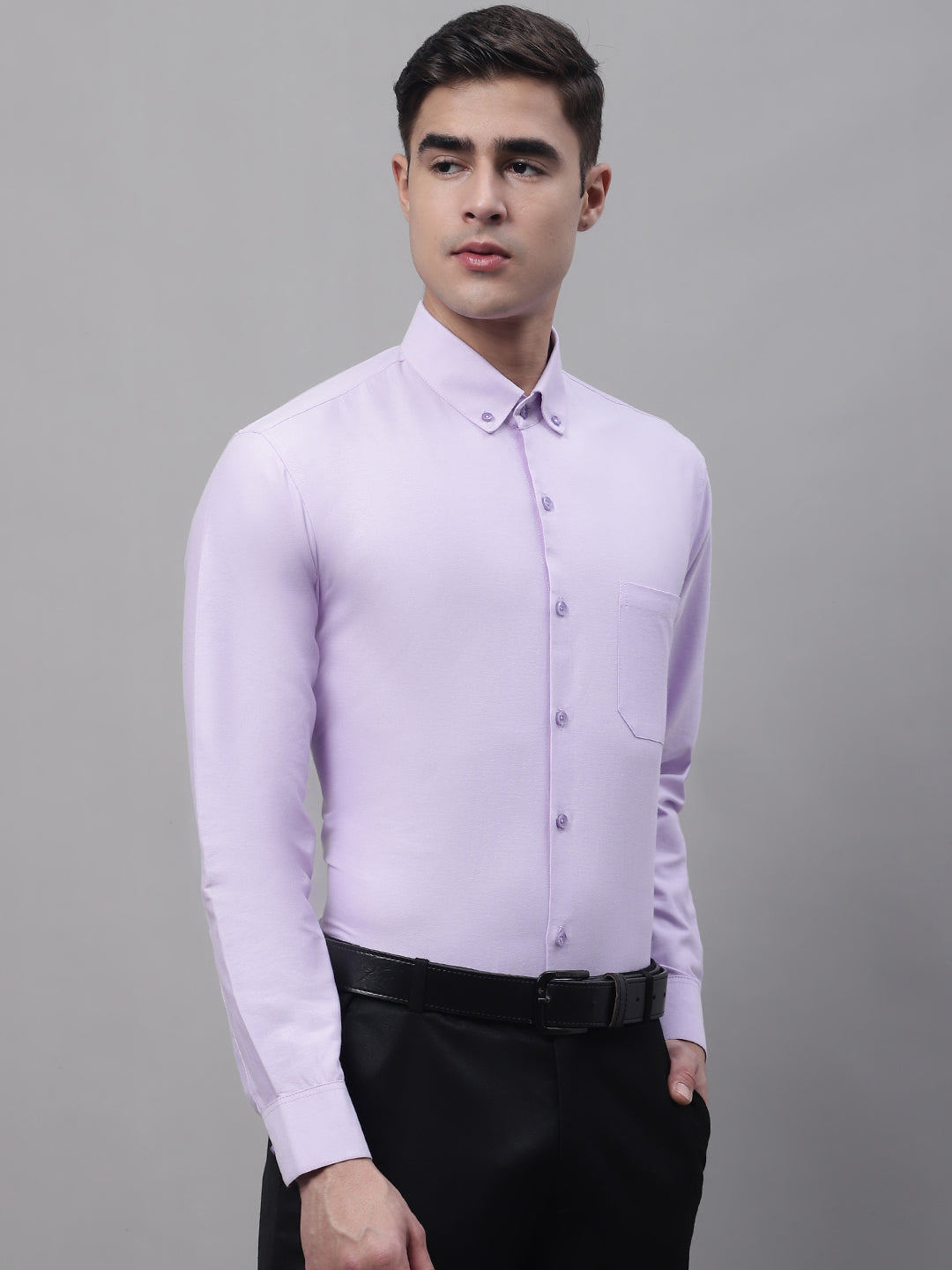 Jainish Men's Light Purple Cotton Solid Formal Shirt - Distacart