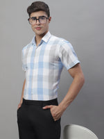 Thumbnail for Jainish Men's Pure Cotton Checked Formal Shirts - Blue - Distacart