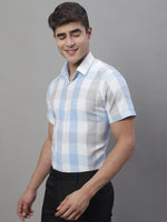 Thumbnail for Jainish Men's Pure Cotton Checked Formal Shirts - Blue - Distacart