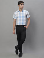 Thumbnail for Jainish Men's Pure Cotton Checked Formal Shirts - Blue - Distacart