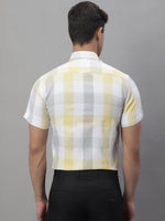 Thumbnail for Jainish Men's Pure Cotton Checked Formal Shirts - Yellow - Distacart