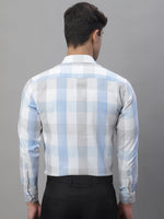 Thumbnail for Jainish Men's Pure Cotton Checked Formal Shirts - Blue - Distacart