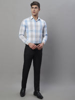 Thumbnail for Jainish Men's Pure Cotton Checked Formal Shirts - Blue - Distacart