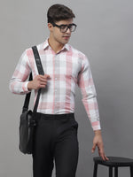 Thumbnail for Jainish Men's Pure Cotton Checked Formal Shirts - Pink - Distacart