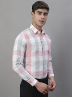 Thumbnail for Jainish Men's Pure Cotton Checked Formal Shirts - Pink - Distacart