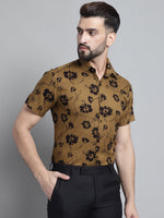 Thumbnail for Jainish Men's Floral Printed Formal Shirt - Mustard - Distacart