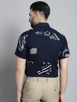 Thumbnail for Jainish Men's Printed Formal Shirt - Navy Blue - Distacart