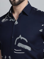 Thumbnail for Jainish Men's Printed Formal Shirt - Navy Blue - Distacart