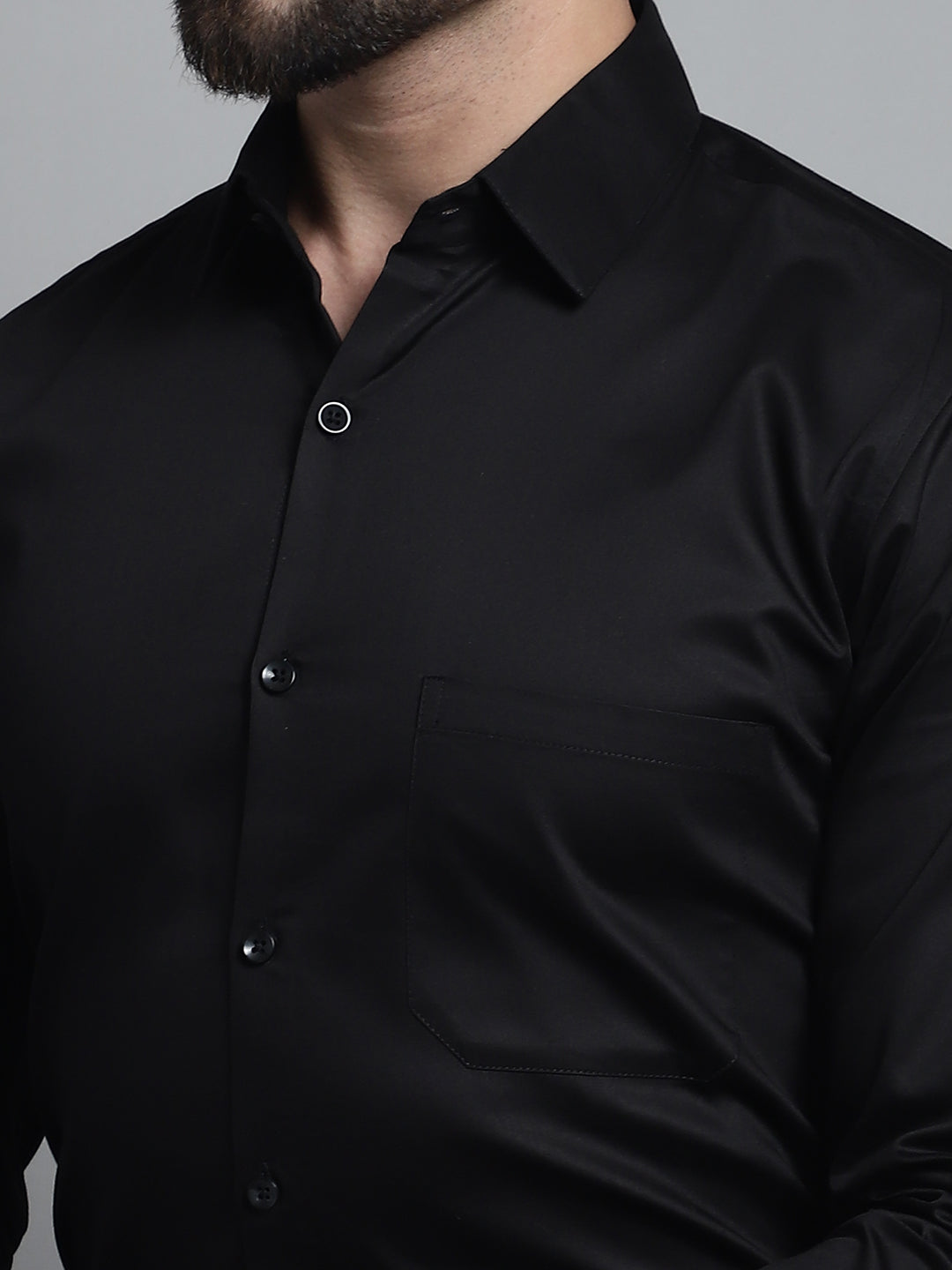 Jainish Men's Cotton Solid Formal Shirt - Black - Distacart