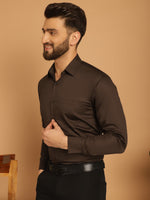 Thumbnail for Indian Needle Men's Cotton Solid Formal Shirt - Coffee - Distacart