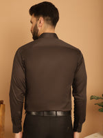 Thumbnail for Indian Needle Men's Cotton Solid Formal Shirt - Coffee - Distacart