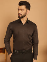 Thumbnail for Indian Needle Men's Cotton Solid Formal Shirt - Coffee - Distacart