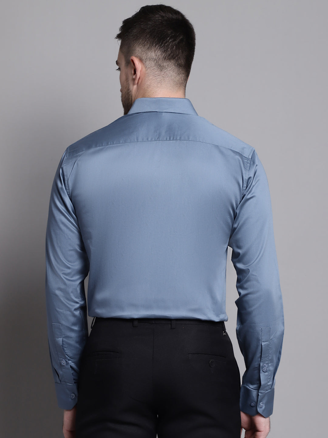 Jainish Men's Cotton Solid Formal Shirt - Grey - Distacart