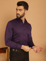 Thumbnail for Indian Needle Men's Cotton Solid Formal Shirt - Wine - Distacart