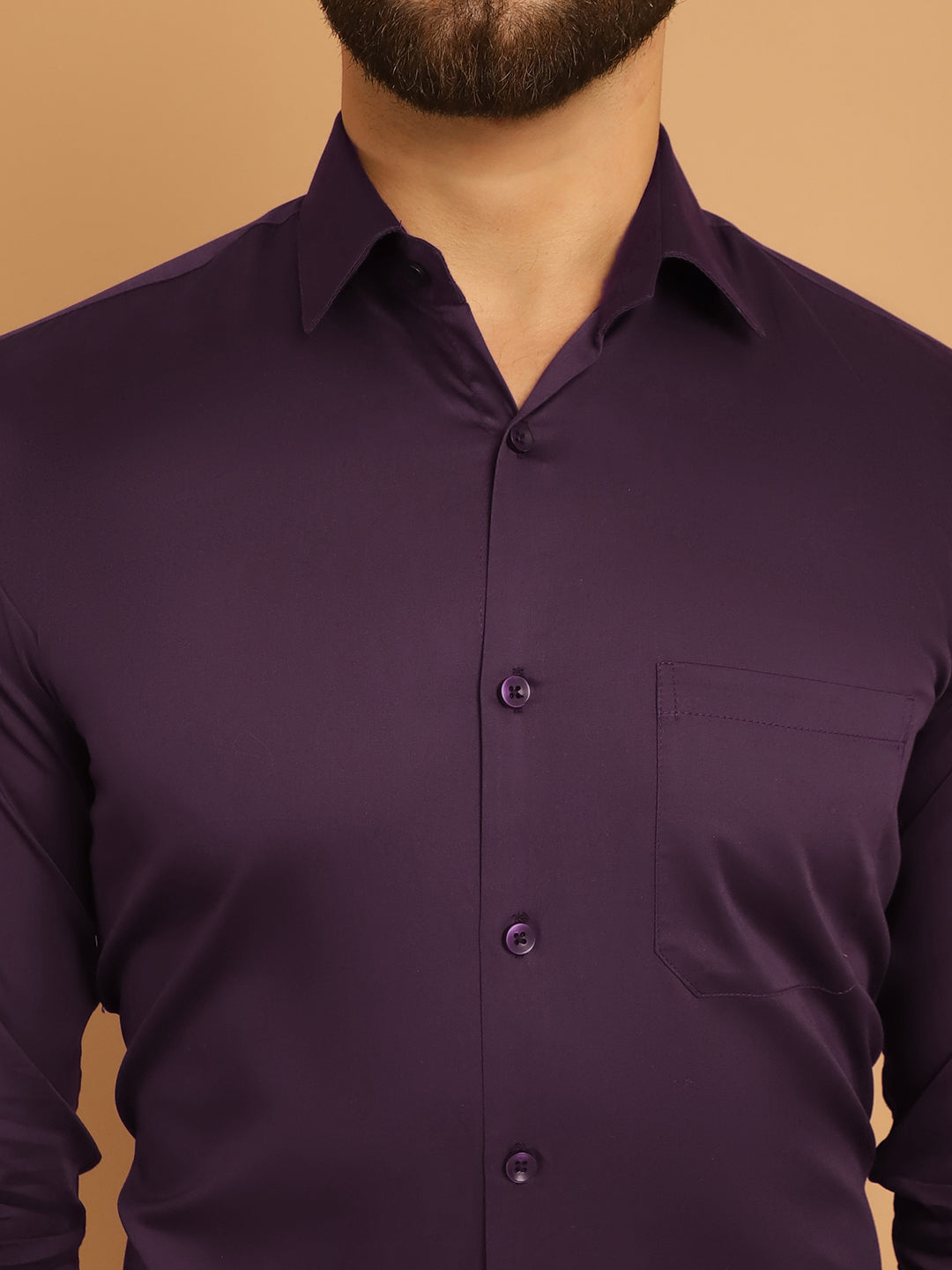 Indian Needle Men's Cotton Solid Formal Shirt - Wine - Distacart