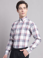Thumbnail for Jainish Men's Grey Checked Ragular Fit Formal Shirt - Grey - Distacart