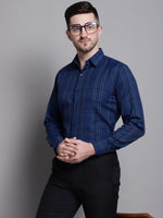 Thumbnail for Jainish Men's Classic Checks Formal Shirt - Blue - Distacart
