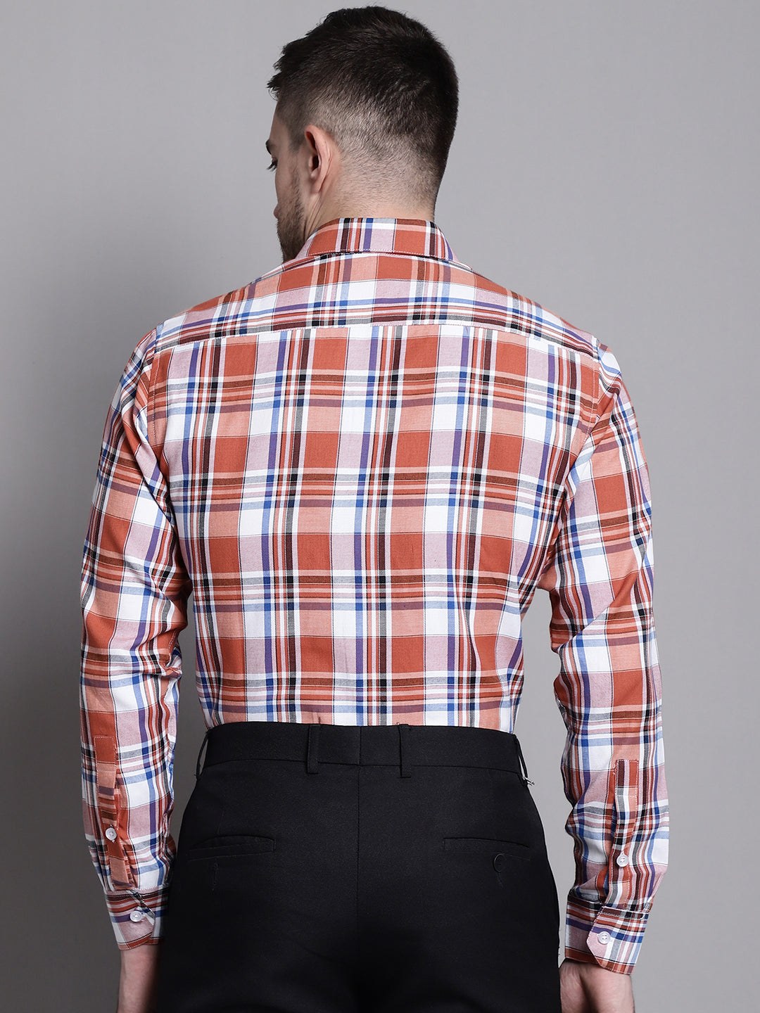 Jainish Men's Classic Checks Formal Shirt - Brown - Distacart