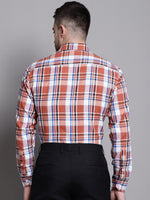 Thumbnail for Jainish Men's Classic Checks Formal Shirt - Brown - Distacart