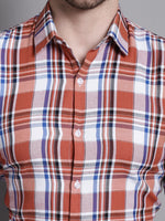 Thumbnail for Jainish Men's Classic Checks Formal Shirt - Brown - Distacart