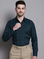 Thumbnail for Jainish Men's Classic Checks Formal Shirt - Green - Distacart