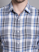Thumbnail for Jainish Men's Classic Checks Formal Shirt - Grey - Distacart