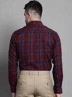 Thumbnail for Jainish Men's Classic Checks Formal Shirt - Maroon - Distacart
