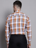 Thumbnail for Jainish Men's Classic Checks Formal Shirt - Orange - Distacart
