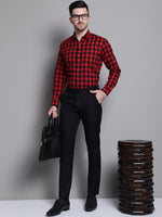 Thumbnail for Jainish Men's Buffalo Check Formal Shirt - Red - Distacart