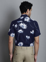 Thumbnail for Jainish Men's Floral Printed Formal Shirts - Navy Blue - Distacart